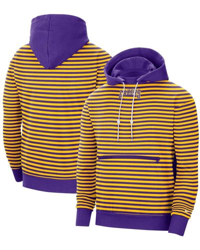 Nike Gold-tone, Purple Los Angeles Lakers 75th Anniversary Courtside Striped Pullover Hoodie - Multicolor