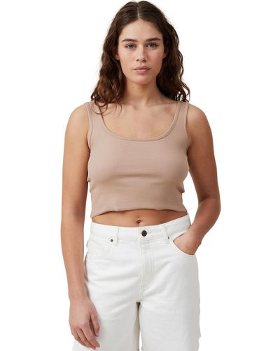 Cotton On The One Rib Crop Tank Top - Brown