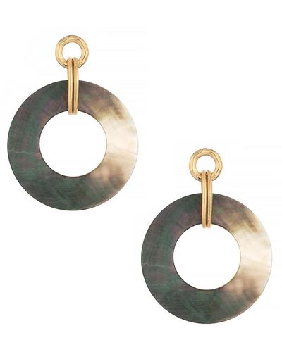 Ettika Circle Shell Dangle 18k Gold Plated Earrings - Metallic