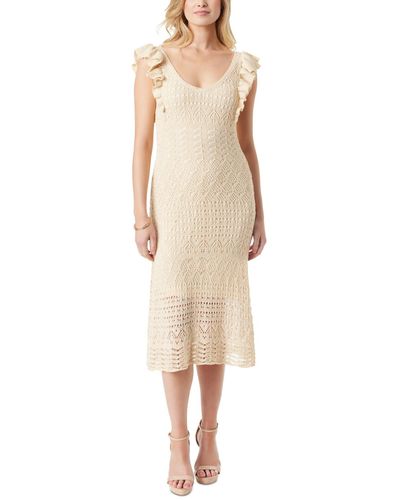 Jessica Simpson Ocean Pointelle-knit Midi Dress - Natural