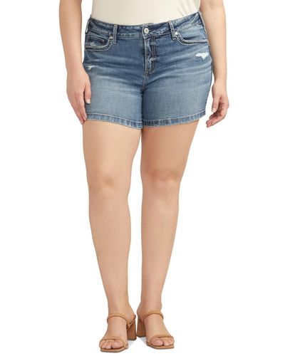 Silver Jeans Co. Trendy Plus Size Elyse Mid-rise Jean Shorts - Blue