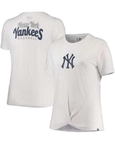 KTZ New York Yankees Plus Size 2-hit Front Knot T-shirt - White