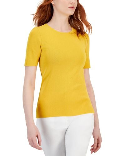 Tahari Short-sleeve Sweater - Yellow
