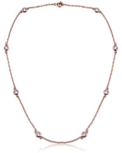 Genevive Jewelry Sterling Silver Clear Cubic Zirconia Necklace - Natural