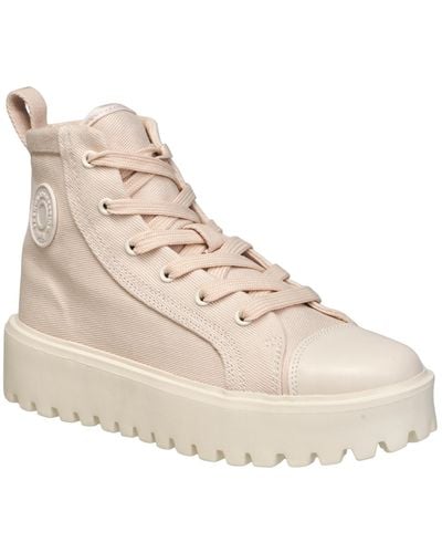 French Connection Angel High Top Lace-up Lug Sole Platform Sneakers - Natural