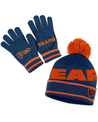 WEAR by Erin Andrews Chicago Bears Double Jacquard Cuffed Knit Hat - Blue