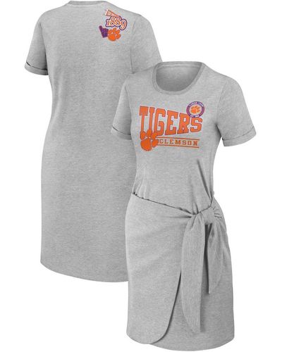 WEAR by Erin Andrews Clemson Tigers Knotted T-shirt Dress - Gray
