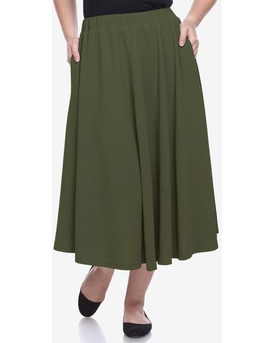 White Mark Plus Size Flared Midi Skirt - Green