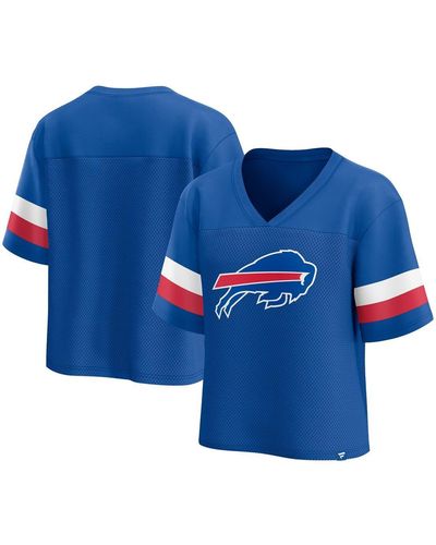 Fanatics Buffalo Bills Established Jersey Cropped V-neck T-shirt - Blue