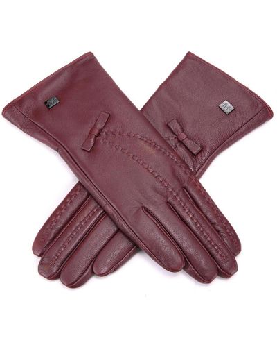 Mio Marino Bow Design Waterproof Leather Gloves - Purple