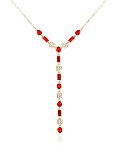 Tahari Gold-tone Clear Light Glass Stone Y Necklace - White