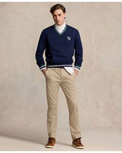 Polo Ralph Lauren Fleece Sweatshirt Oxford Shirt Chino Pants Dress Belt Sneakers - Blue