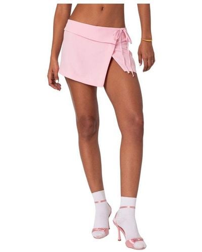 Edikted Selena Asymmetric Wrap Mini Skirt - Pink