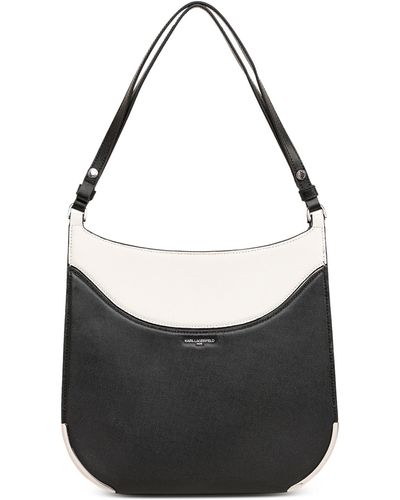 Karl Lagerfeld Milou Medium Leather Hobo - Black