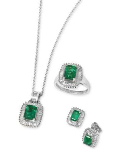 Effy Brasilica By Effy Emerald Diamond Earrings Ring Necklace In 14k Gold - White
