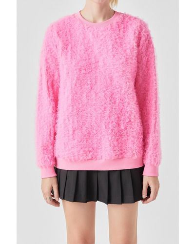 Grey Lab Tulle Oversize Sweater - Pink
