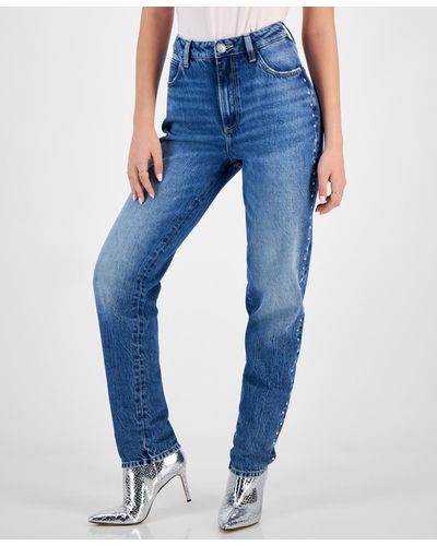 Guess Straight High Rise Mom Jeans - Blue