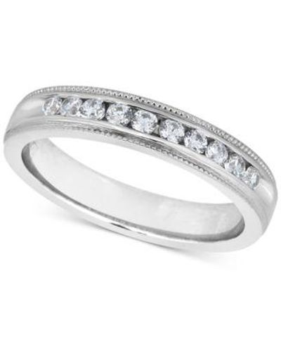 Macy's Diamond Band Ring (1/4 Ct. T.w.) In 14k White Gold - Multicolor