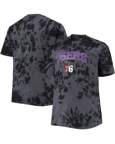 Profile Philadelphia 76ers Big And Tall Marble Dye Tonal Performance T-shirt - Black