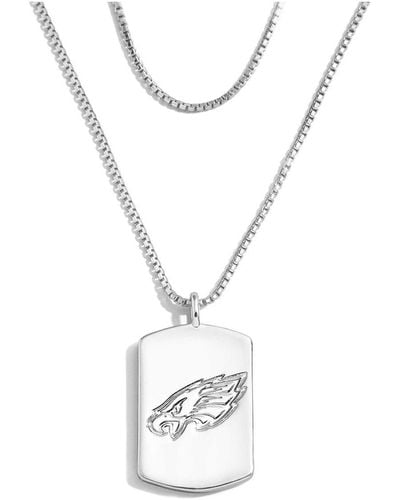 WEAR by Erin Andrews X Baublebar Philadelphia Eagles Silver Dog Tag Necklace - White
