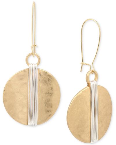Robert Lee Morris Wire Wrapped Hammered Disc Drop Earrings - Multicolor
