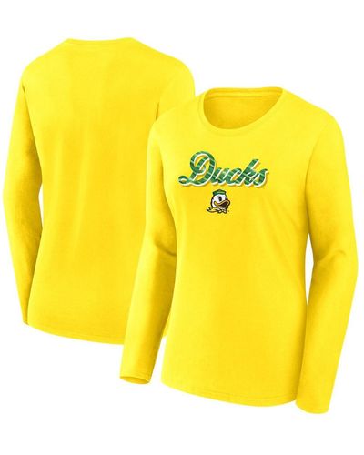 Fanatics Oregon Ducks Double Team Script Long Sleeve T-shirt - Yellow