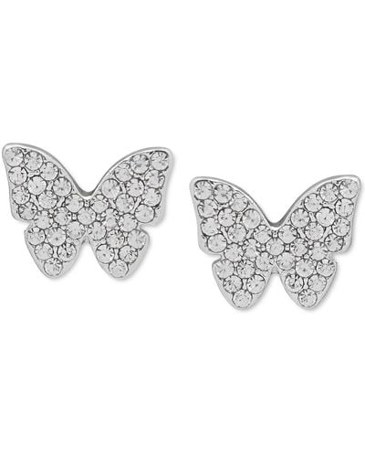 DKNY Pave Butterfly Stud Earrings - Metallic