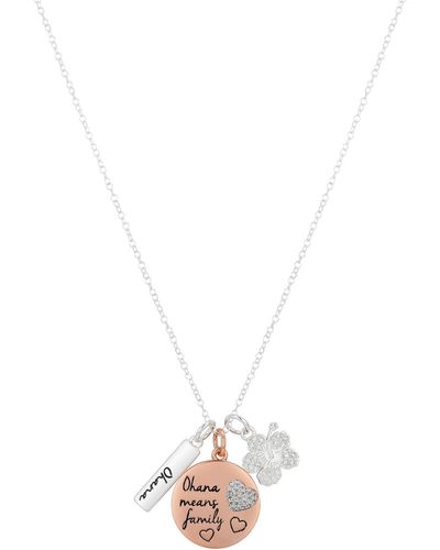 Disney Cubic Zirconia Lilo Stitch Charm Necklace (0.01 Ct. T.w. - White