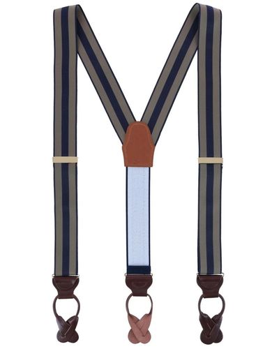 Trafalgar Balint 38mm Striped Non Stretch Grosgrain Ribbon Button End Suspenders - Black