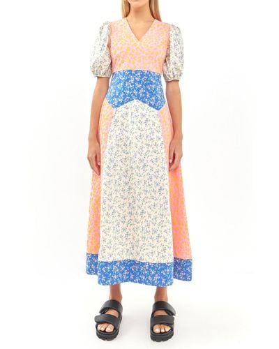 English Factory Mixed Print Maxi Dress - Blue