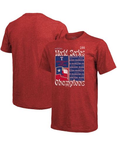 Majestic Threads Texas Rangers 2023 World Series Champions Square Logo T-shirt - Red