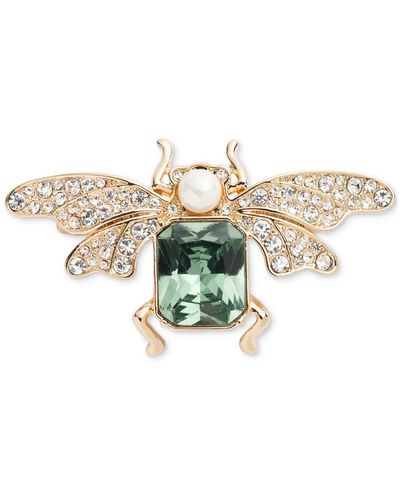 Lauren by Ralph Lauren Gold-tone Mixed Stone Winged Bug Pin - White