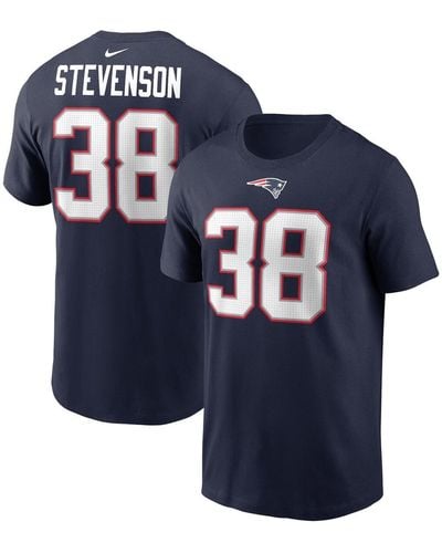 Nike Rhamondre Stevenson New England Patriots Player Name And Number T-shirt - Blue