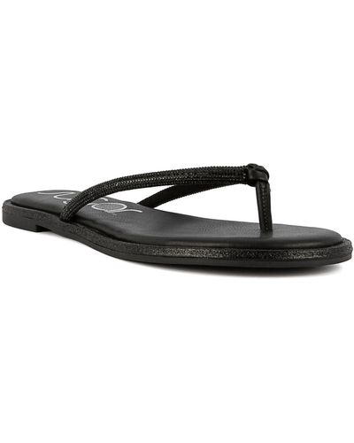 Sugar Petition Embellished Flat Sandals - Black