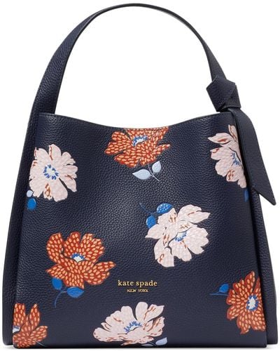 Kate Spade Knott Dotty Floral Embossed Leather Small Crossbody Tote - Blue