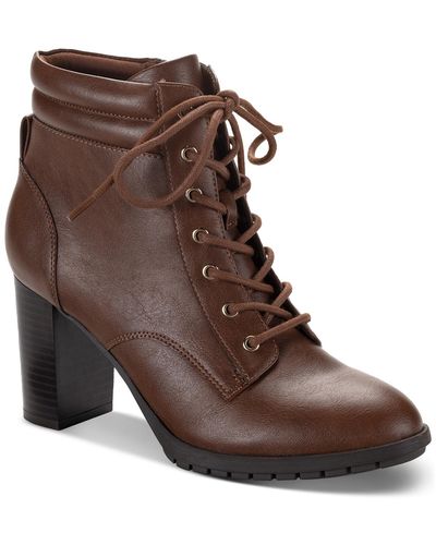 Style & Co. Laurellee Lace-up Dress Booties - Brown