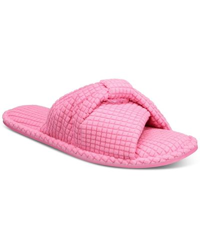 Charter Club Textured Knot-top Slippers - Pink