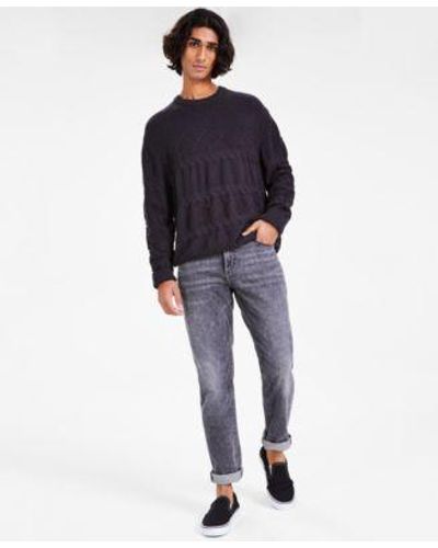 Sun & Stone Sun Stone Cable Knit Crewneck Sweater Vancouver Slim Jean Created For Macys - Blue