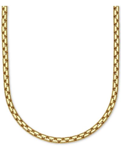 Macy's Large Rounded Box-link 22" Chain Necklace (3.5mm) In 14k Gold - Metallic
