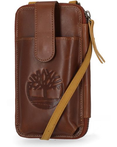 Timberland Rfid Leather Phone Crossbody Wallet Bag - Brown
