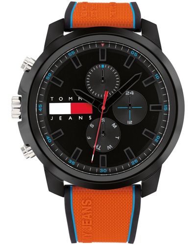Tommy Hilfiger Multifunction Silicone Watch 50mm - Black