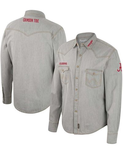 Colosseum Athletics X Wrangler Alabama Crimson Tide Cowboy Cut Western Full-snap Long Sleeve Shirt - Gray