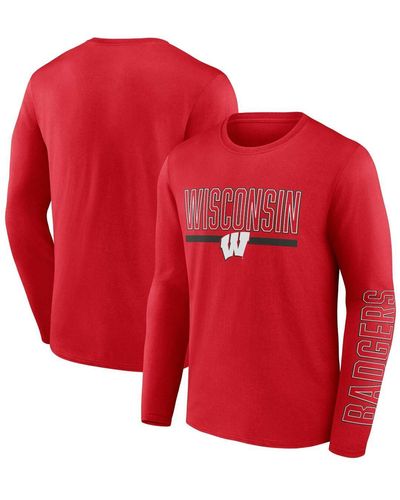 Profile Wisconsin Badgers Big And Tall Two-hit Graphic Long Sleeve T-shirt - Red