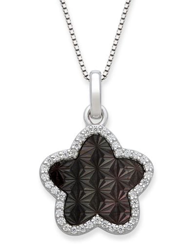 Macy's Mother Of Pearl 13mm And Cubic Zirconia Star Shaped Pendant - Black