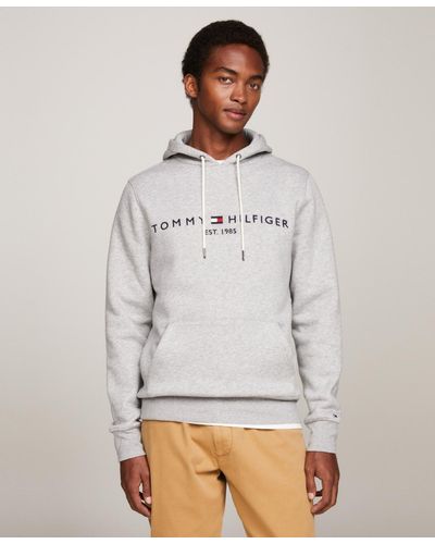 Tommy Hilfiger Embroidered Logo Hoodie - Gray