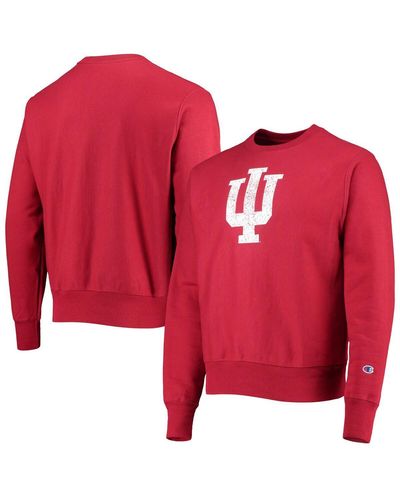Champion Indiana Hoosiers Vault Logo Reverse Weave Pullover Sweatshirt - Red
