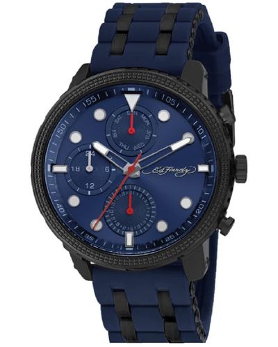 Ed Hardy Navy Silicone Strap Watch 48mm - Blue