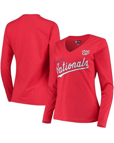 G-III 4Her by Carl Banks Washington Nationals Post Season Long Sleeve T-shirt - Red