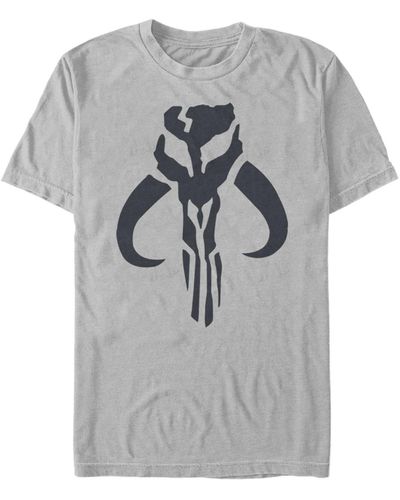 Fifth Sun Star Wars The Mandalorian Mythosaur Skull Logo Short Sleeve T-shirt - Metallic