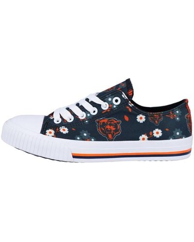 FOCO Chicago Bears Flower Canvas Allover Shoes - Blue